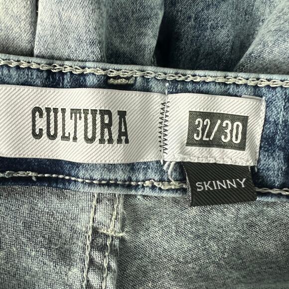 Cultura Men's Acid Wash Blue Jeans Size 32 Skinny - Picture 2 of 8